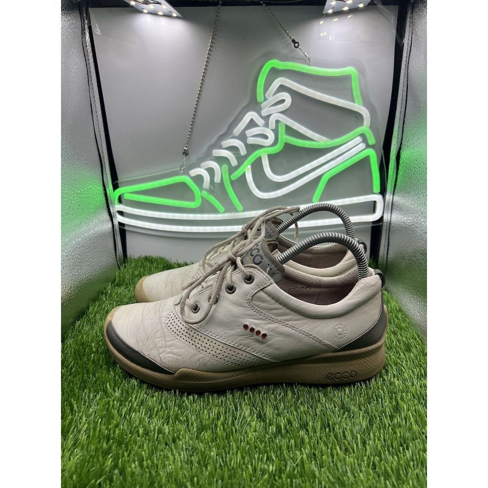 Ecco Golf Natural Motion Biom Spiked Shoes Hydro Max Womens Sz 8 Tan Yak Leather